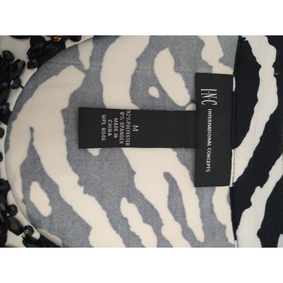 NWT INC International Concepts Sz M Black /White Striped Dress Zebra Embellished - Picture 7 of 9